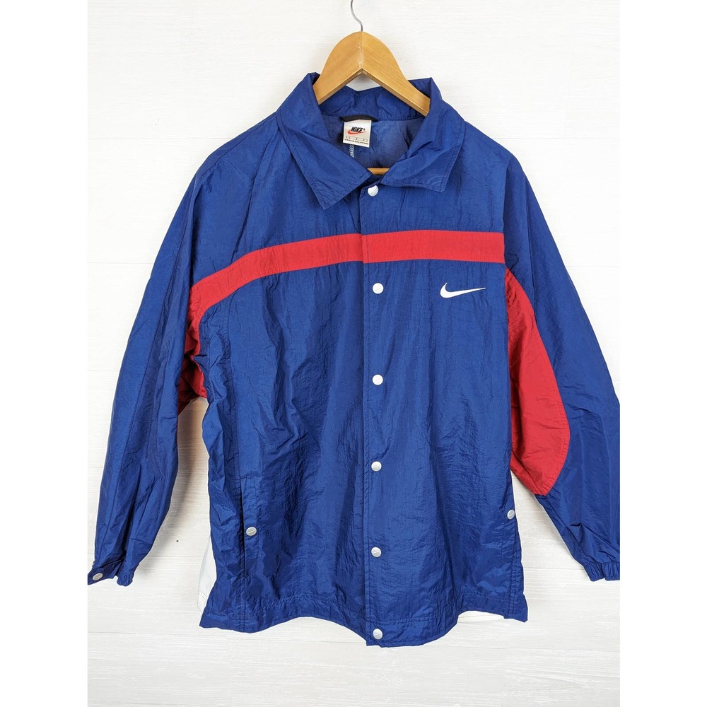 Vintage Nike Nylon Windbreaker Men's L Large Snap Front 1990s 1980s